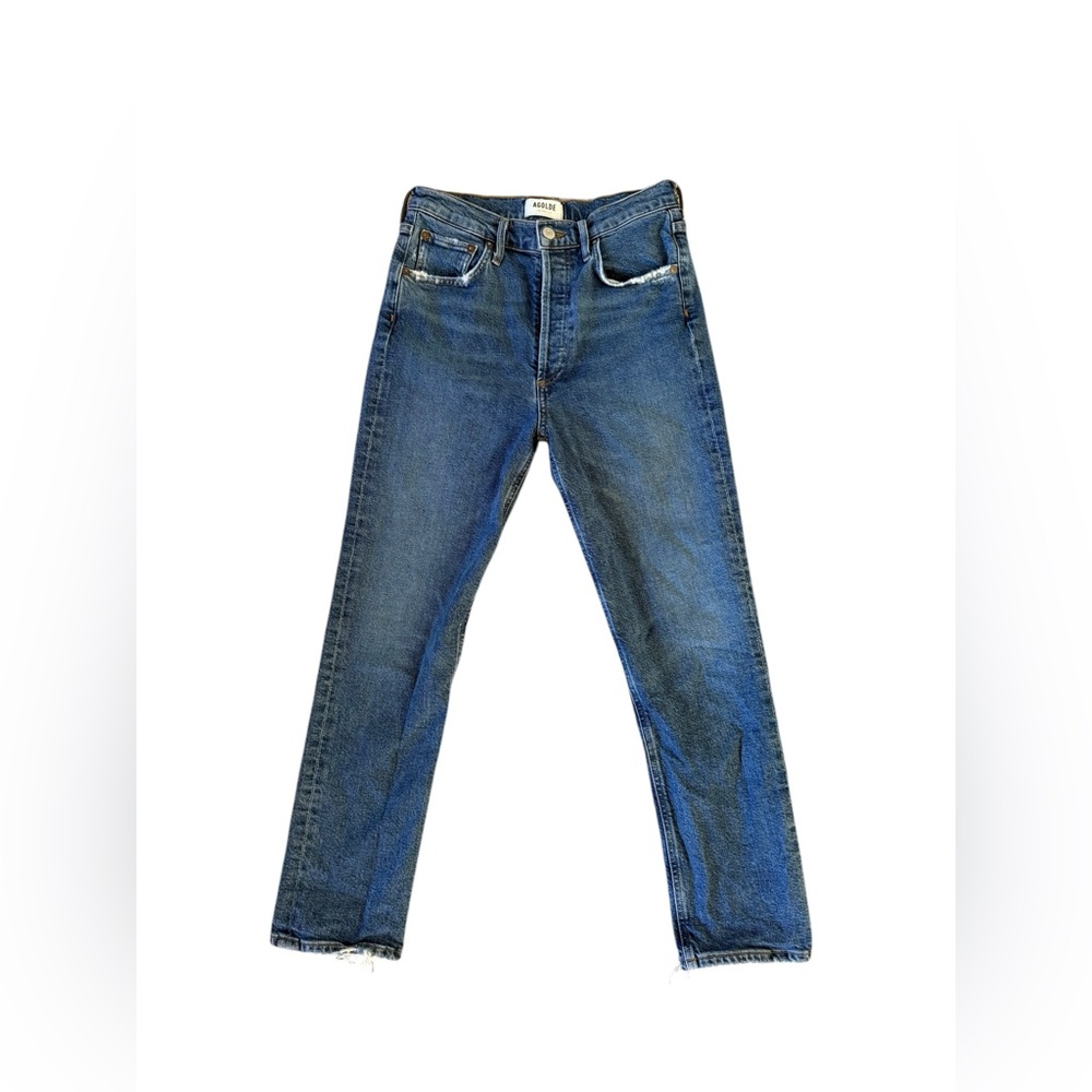 AGOLDE Riley High Rise Straight Crop‎ Jeans Medium Blue Wash Size 26 - Picture 4 of 8